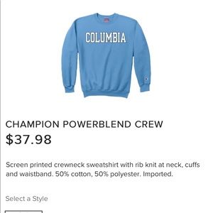 COLUMBIA UNI CREWNECK